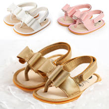 2021 New Summer Toddler Baby Girls Sandals Flat Slingback Bowknot Shoes T Strap Flip Flops Slide Sandals 2024 - buy cheap
