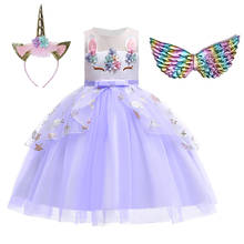 Vestidos infantis para meninas, conjunto de 3 peças de unicórnio, vestidos de princesa tutu para festa de natal, dia das bruxas, roupas de bebê 2024 - compre barato