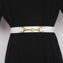 Fajas de piel auténtica con hebilla dorada para mujer, corsés para vestido femenino, cinturón ancho de decoración, TB1251 2024 - compra barato