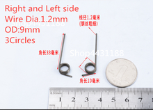 5pairs/lot Left+right sides  Wire Dia.1.2mm Outside Dia.9mm, 3circles Spring steel V type springs Torsion spring 2024 - buy cheap
