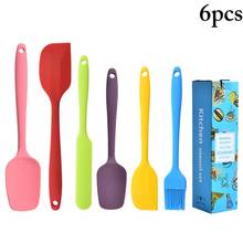 Conjunto de utensílios de cozinha de silicone, 6 peças, multicolorido, resistente ao calor, antiaderente, acessórios para cozinhar 2024 - compre barato