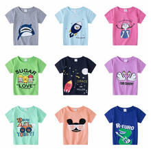 Детская футболка для мальчиков, младенцев, детей, хлопковая, мультяшная Акула, летние футболки, детские топы, футболка, одежда для малышей, одежда для девочек 2021 2024 - купить недорого