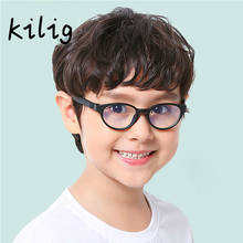 Kilig детский синий светильник, блокирующие очки, детские солнцезащитные очки, прозрачные компьютерные очки из смолы, гибкая безопасная оправа, UV400 2024 - купить недорого