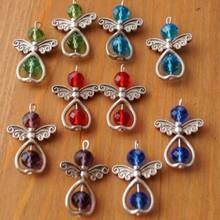 Vintage Alloy Angel Wings Metal Heart Mixed Crystal Beads Charms Pendant For Jewelry Making Bracelet  Handmade Accessories Gift 2024 - buy cheap