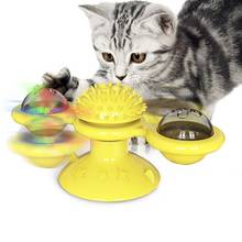 Juguete interactivo giratorio para gatos, molino de viento para masaje, bola giratoria para mascotas, limpieza de dientes, puzle para gatos, juguete de entrenamiento 2024 - compra barato