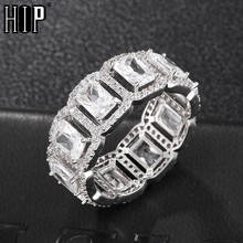 Hip Hop Popular Baguette Tready Bling Iced Out Copper Zircon Ring For Men Women Jewelry 2024 - buy cheap