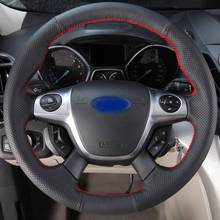 Cardak-capa de volante para carro, feita em couro, macio, costura manual, para ford focus 3, entre 2012 e 2014, kuga, escape, 2012-2017 2024 - compre barato