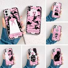 Funda de silicona suave para iphone, carcasa de Tarot, Luna, gato, rosa, para 12, 11 Pro Max, Mini, XS Max, 8, 7, 6, 6S Plus, X, 5S, SE, 2020, XR 2024 - compra barato