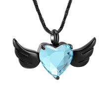 Cremation Jewelry for Ashes Angel Wings with Crystal Heart Urn Necklace for Ashes Keepsake Memorial Ash Jewelry Urn Jewelry 2024 - buy cheap