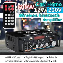 Amplificador DE POTENCIA HIFI con Bluetooth, 600W, para coche/cine en casa, Audio Digital, altavoz, Control de graves agudos, FM, USB, SD 2024 - compra barato