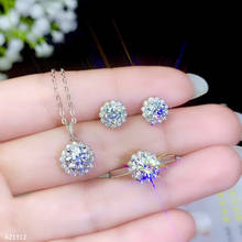 KJJEAXCMY boutique jewels-Conjunto de Plata de Ley 925 con diamantes de morera de 1,0 quilates, joyería para niñas, anillo, collar, Pendientes colgantes s 2024 - compra barato