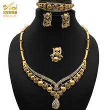 African Jewelry Set Nigerian Wedding Dubai Necklace Earring Ring Bracelet Set Turkish For Women Designer 24k Gold Wholesale Gift 2024 - buy cheap