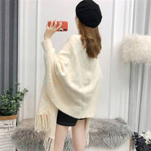 UHYTGF Cardigan Womens Mink Fleece Knitted Spring Autumn Coat Female Fashion Tassel Cloak Shawl Wild Elegant Tops Plus Size 1088 2024 - buy cheap