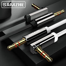 SAMZHE 3,5 мм Aux кабель 90 градусов аудио плоский кабель стерео аудио позолоченный вспомогательный кабель для автомобиля, сотового телефона, наушников Beats 2024 - купить недорого