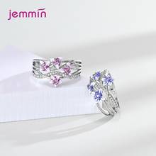 Romantic Flower Crystal Engagement Statement Rings For Women Girls 925 Sterling Silver Anniversary Gift Fashion Jewelry 2024 - buy cheap