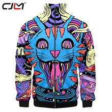 CJLM-Sudadera con capucha 3d para hombre y mujer, prenda deportiva de manga larga con cremallera y diseño colorido de gato, personalizable, 5XL 2024 - compra barato