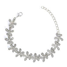 Moda flor corrente pulseira ouro e prata cor feminino cristal charme jóias presente de casamento 2024 - compre barato