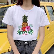 Camiseta feminina estampa abacaxi frutas, top gráfico estampado 2024 - compre barato