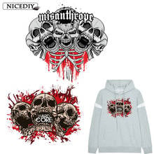 Nicediy Bloody Skull Patches Hippie Iron On Transfers On Clothing Rock Heat Transfer Vinyl Sticker Thermal Transfer Press Decor 2024 - buy cheap