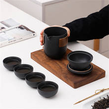 Teaware-vajilla de cerámica negra, tetera portátil de té de Kung Fu, juego de té de viaje, taza de barro 2024 - compra barato
