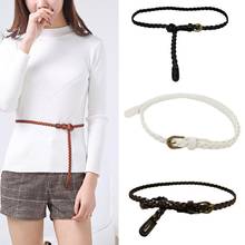 Women Retro Bohemia Woven PU Leather Belts Female Classic Slender Braided Thin Narrow Belt Ladies Waist Belt for Dress 2024 - buy cheap