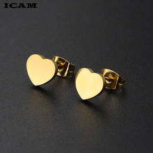 ICAM-pendientes dorados de acero inoxidable para mujer, aretes con forma de t y corazón, joyería minimalista 2024 - compra barato