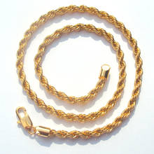 "Xuping" Высококачественная веревочная цепь 6 мм 14 к желтый тонкий твердый Золотой GF толстый скрученный Плетеный мужской хип хоп 24 "дюймовый ожерелье 2024 - купить недорого