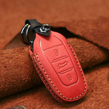KEYYOU Genuine Leather Handmade Car Auto Key Fob Case For Peugeot 208 308 508 3008 5008 For Citroen C4 Picasso DS3 DS4 DS5 DS6 2024 - buy cheap