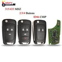 Умный Автомобильный ключ Kutery 5 шт./лот со складным дистанционным управлением для Chevrolet 315/433 МГц ID46 PCF7937E чип с HU100 необработанный балд 2024 - купить недорого