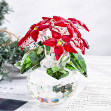 H & D-figuras de Poinsettia de cristal para Decoración de mesa, colección de regalo de recuerdo, ornamento de Navidad para vacaciones, flor roja, 6 uds. 2024 - compra barato