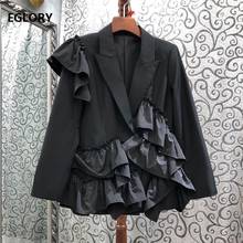 Blazer Jackets 2021 Spring Autumn Fashion Blazers Women Notched Collar Cascading Ruffles Long Sleeve Casual Blazer Coat Female 2024 - buy cheap