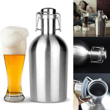 Barril de cerveza portátil, barril de cerveza de acero inoxidable de 64oz y 1.9l, proceso de tapa superior de oscilación segura, botella de cerveza bien sellada, nuevo 2024 - compra barato