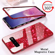 Caso magnético de metal para iphone 6 s 7 8 plus x xs max xr concha caso de telefone para iphone xs max capa de vidro traseiro 2024 - compre barato