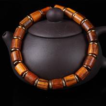 Pulseira masculina de madeira nanmu natural, bracelete de contas de oração artesanal de buda tibetano 2024 - compre barato