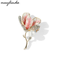 muylinda Tulip Flower Enamel Pin Broach Rhinestone Crystal Women Brooches And Pins Jewelry Scarf Clip muylinda 2024 - buy cheap