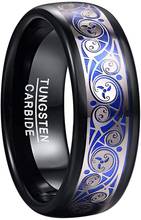 Anillo de carburo de tungsteno de 8mm para hombre, con fondo azul, Triple espiral con incrustaciones, anillo de compromiso, ajuste cómodo, tamaño 7-12 2024 - compra barato