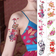 Indiano árabe flash temporário henna tatuagem azul rosa flores à prova dwaterproof água tatuagem adesivos braço ombro perna arte do corpo tatto mulher 2024 - compre barato