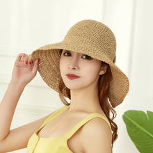 Chapéu panamá de ráfia, chapéu de sol de aba larga, chapéu de verão para mulheres, chapéu de palha estilo panamá e sombra 2024 - compre barato