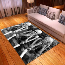 Alfombra con estampado 3D de calaveras para sala de estar, decoración de dormitorio, Franela suave de suelo para el hogar, fiesta de Halloween, alfombras 2024 - compra barato