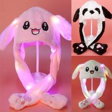 Chapéu de pelúcia para crianças e adultos, chapéu com orelhas em movimento, desenhos animados, coelho, panda, led brilhante, boné de orelha, f06, 21, estoque na fonte 2024 - compre barato