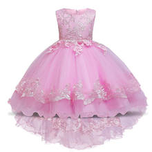 Кружевное Тюлевое нарядное платье-пачка для девочек элегантное платье с цветочным рисунком и длинными рукавами для девочек на свадьбу вечерние Детские платья для девочек 2024 - купить недорого