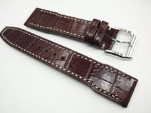 Handmade Crocodile leather Watchbands 20mm Black Dark Brown high quality Genuine Leather Watch Band Strap Belt With Pin Buckle 2024 - buy cheap