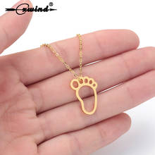 Cxwind Stainless Steel Child Feet Pendants Necklaces Mom Baby Monther's Day Gift Geometric Foot Necklace Charm Chain Jewelry 2024 - buy cheap