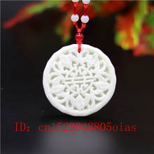 Natural White Chinese Jade Five Bat Pendant Necklace Charm Jewellery Carved Amulet Fashion Accessories Gifts for Women Men 2024 - buy cheap