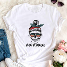 American MaMa 100%Cotton Printed Women's Tshirt Mom Party Shirts Mom Life Summer Casual O-Neck Short Sleeve Tops Gift for Mother 2024 - buy cheap