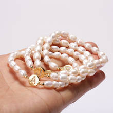 Natural Freshwater Pearl Jewel Connecte Initial 26 Alphabet Letter Gold Paved white Zircon Charm Bracelet For Woman Girlt Gift 2024 - buy cheap