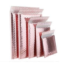 50 шт Розовое золото металлические Пузырьковые почтовые пакеты из фольги, алюминированные почтовые пакеты, подарочная упаковка, мягкие конверты для доставки 2024 - купить недорого