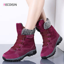 RECOISIN 2020 New Women Boots High Quality Leather Suede Winter Boots Women Keep Warm Lace-up Waterproof Snow Boots Botas mujer 2024 - buy cheap