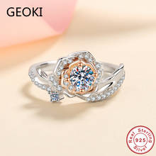 Geoki 925 Sterling Silver Rose Gold Passed Diamond Test 0.5 Ct Perfect Cut D Color VVS1 Moissanite Flower Ring Luxury Jewelry 2024 - buy cheap