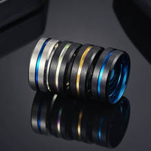 8mm Black Ring for Men Women Groove Rainbow Stainless Steel Wedding Bands Trendy Fraternal Rings Casual Male Jewelry 2024 - buy cheap